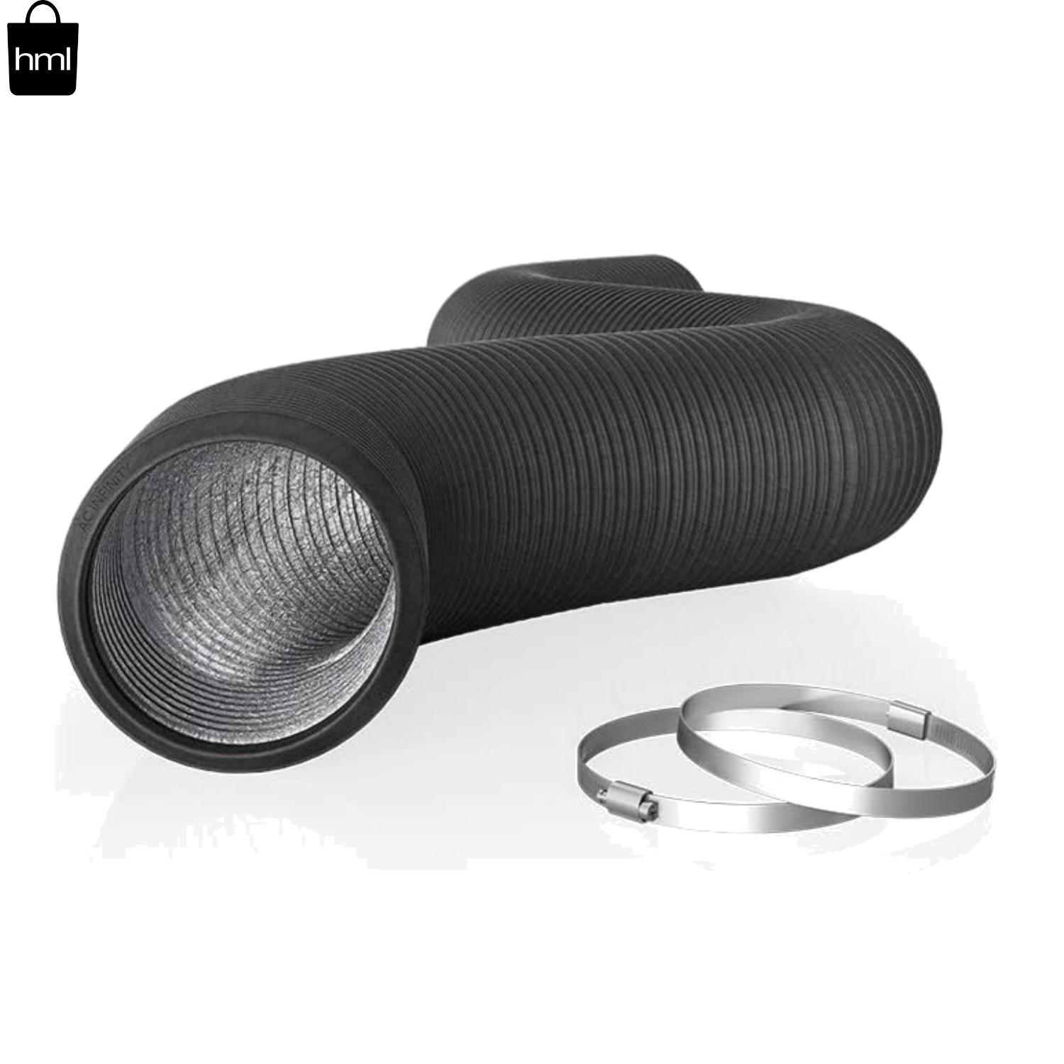 Versatile 4-Inch Flexible Aluminum Duct: 8 Feet with Stainless Steel Clamps