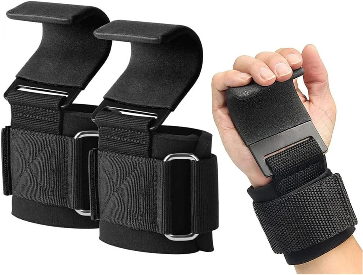 Weight Lifting Hooks Pair Heavy Duty Power Wrist Straps Hand Grip Support