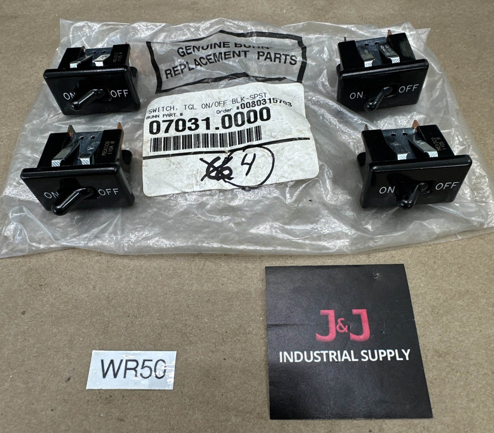 BUNN 07031.0000 Switch Toggle On/Off Blk Genuine OEM - (4) NEW NO BOX SURPLUS