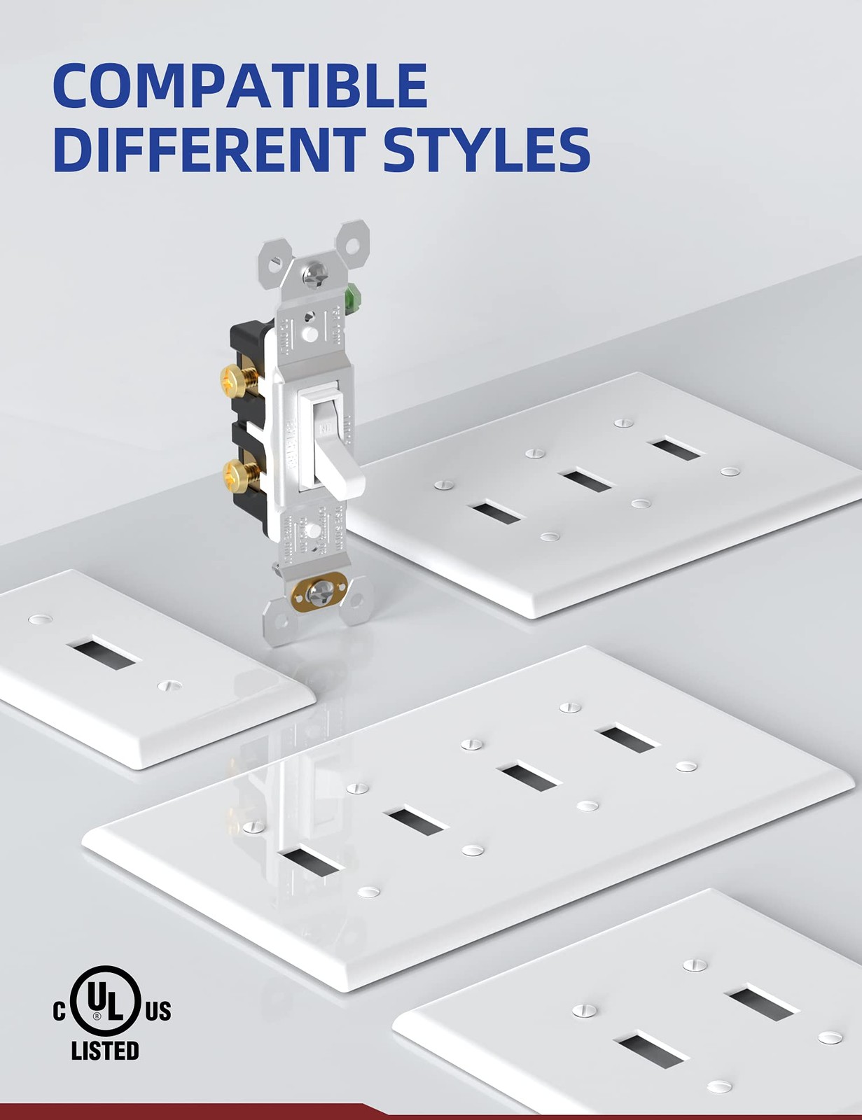 AIDA 15 Amp Single Pole Quiet Indoor Toggle Switch Switch, White