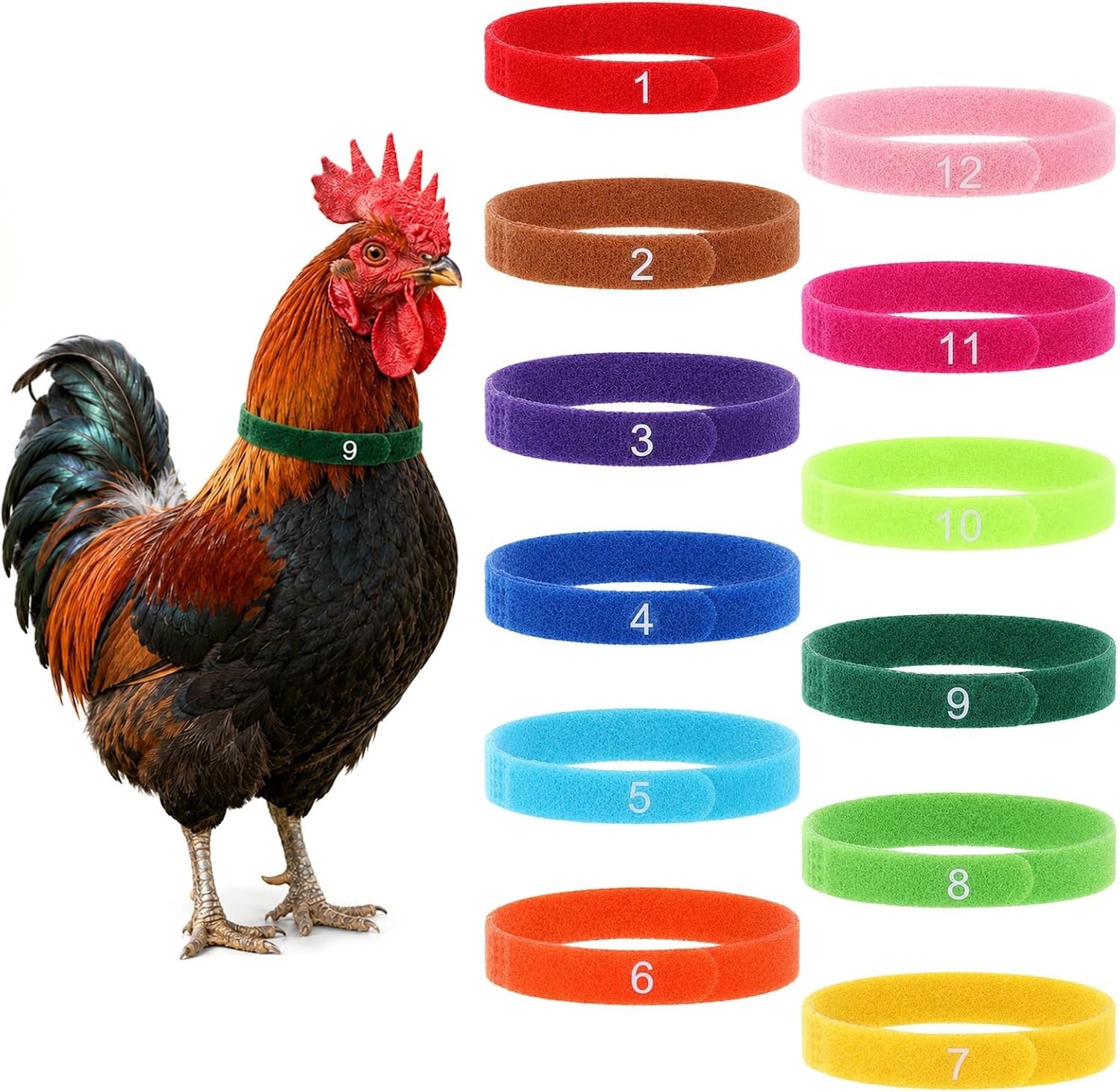 12 Pcs No Crow Rooster Collar, Nylon Chicken Collar, anti Crow Rooster Collars