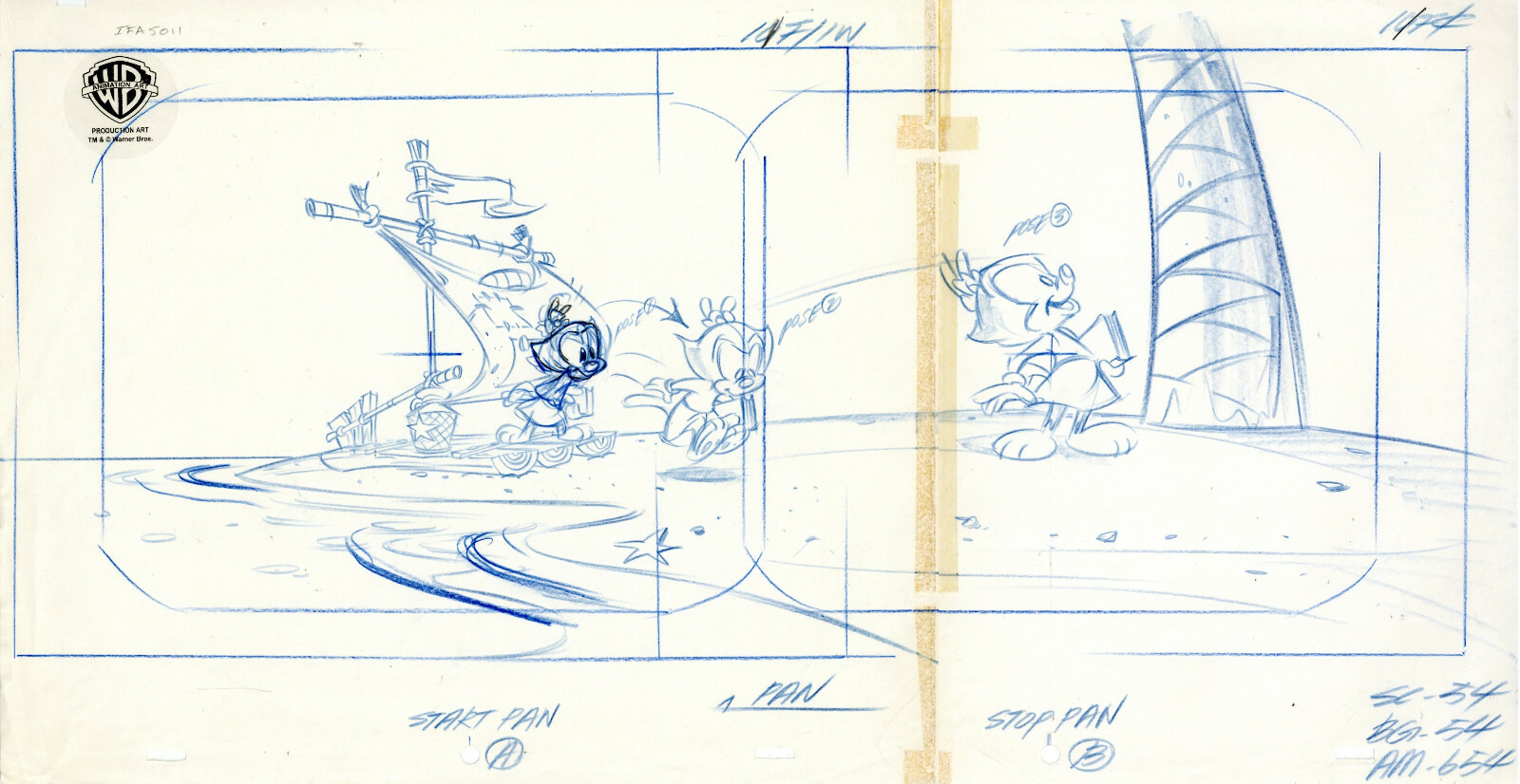 Animaniacs-Original Production Drawing-Dot-Dot's Quiet Time