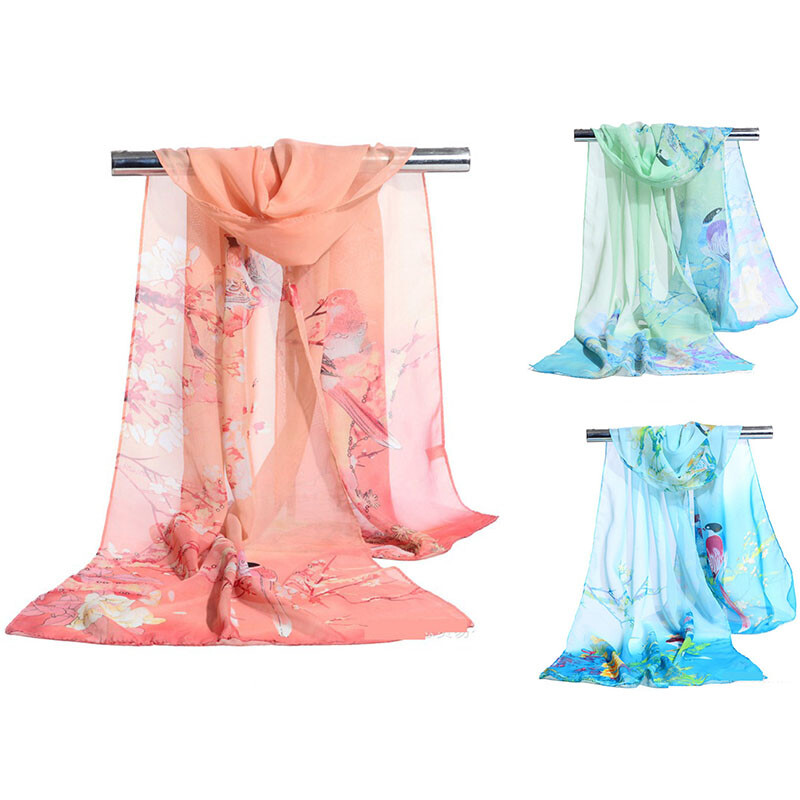 Soft Silk Wrap Lady Shawl Spring Silk Long Scarves Chiffon Scarf Women's Fashion