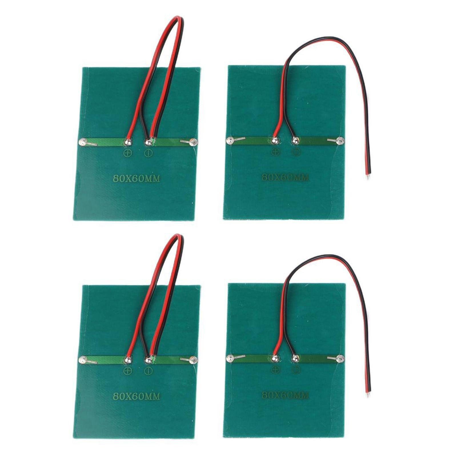 4 Pack 065W 15V Small Solar Panels Wired for Portable Electronics Power 60x80mm