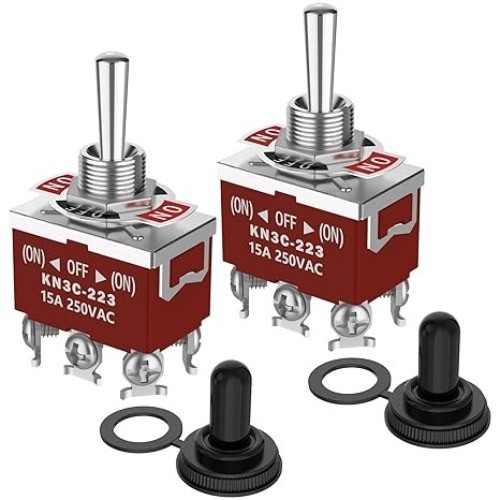 Momentary Toggle Switch, DPDT 6 Pin (ON)-Off-(ON) Waterproof 30A 12V DC, 15A 250