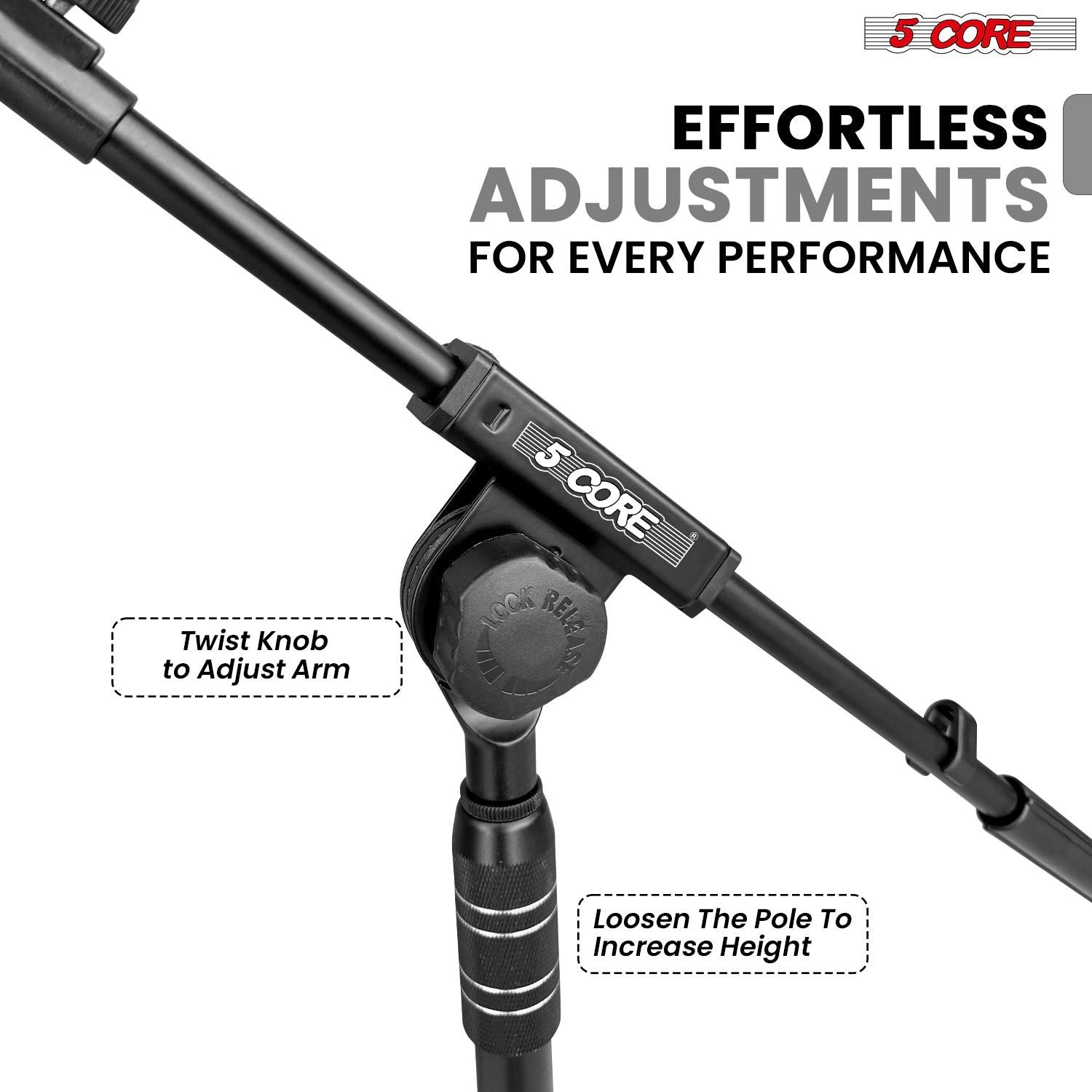 Microphone Stand Floor Height Adjustable w Extending Telescoping Boom Arm