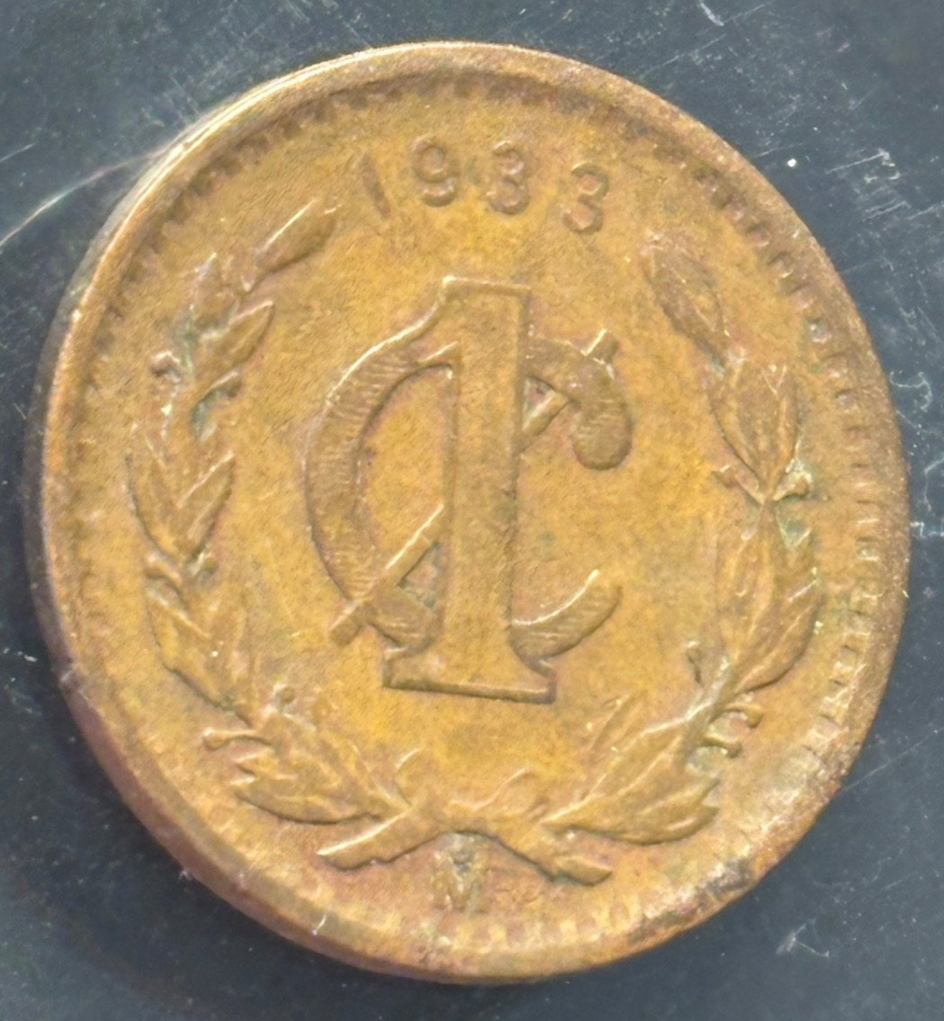 Mexico Un Centavo 1 Cent 1933 Mo