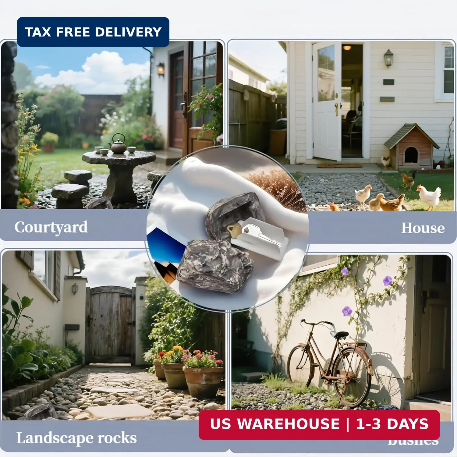 Outdoor Hidden Key Storage Rock, Gray Stone-Look, Never Locked Out! Outdoor Fake