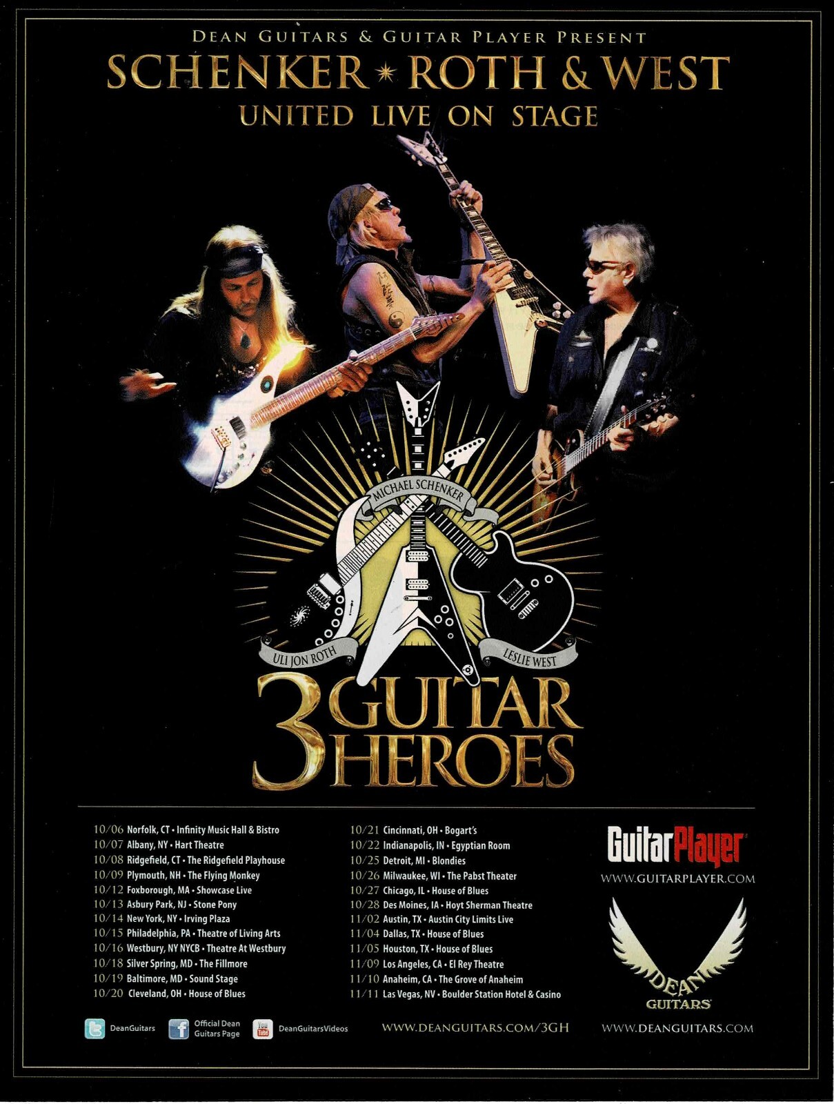 Schenker Roth West - 3 Guitar Heroes - Music Print Ad Promo Photo - 2011