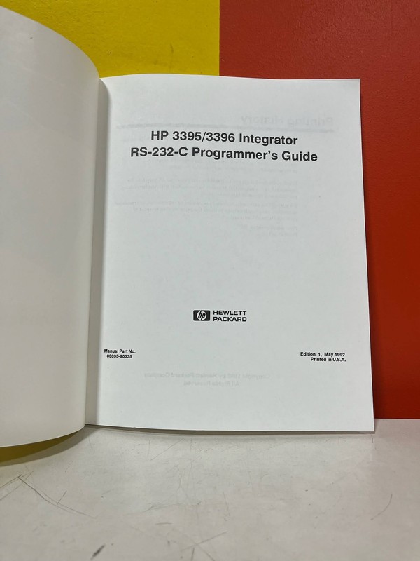 Hewlett Packard 03395-90335 3395/3396 Integrator RS-232-C Programmer's Guide