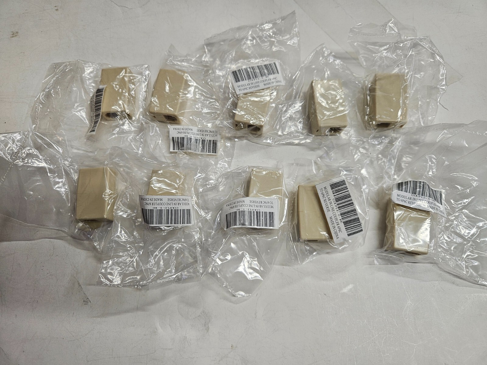 (10 Lot) Voice Telephone Line Modular Coupler 6P6C Ivory for KX-TDA50, KX-TDE100
