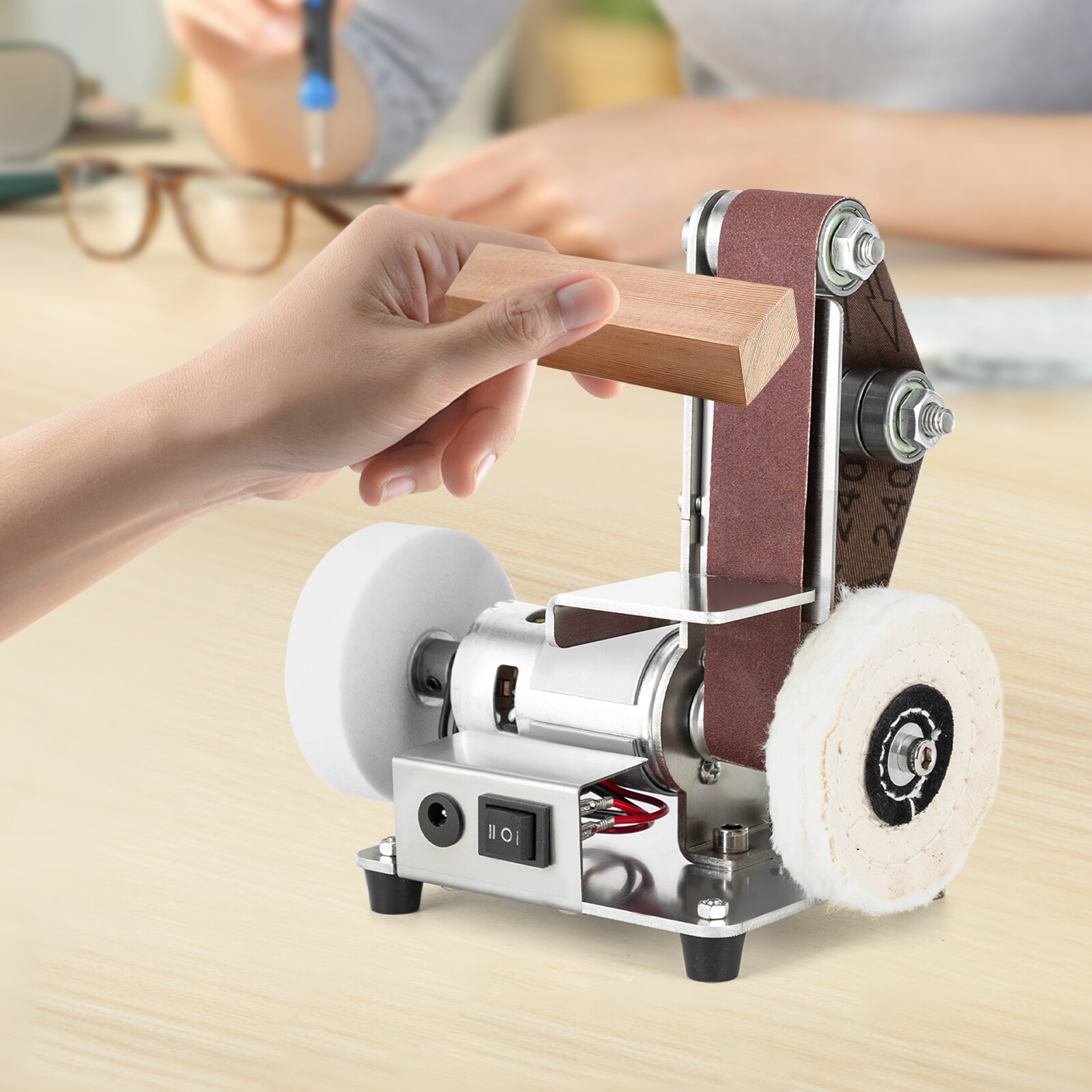 Mini Belt Sander, Electric Bench Grinder Sanding Machine, Table Top Grinder New