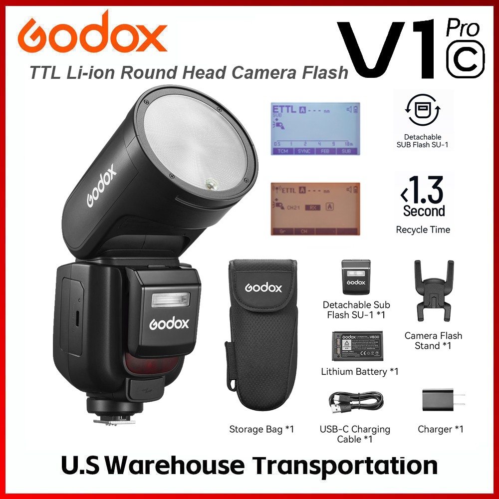 Godox V1Pro V1 Pro C TTL HSS Li-ion Round Head Camera Flash Speedlite for Canon