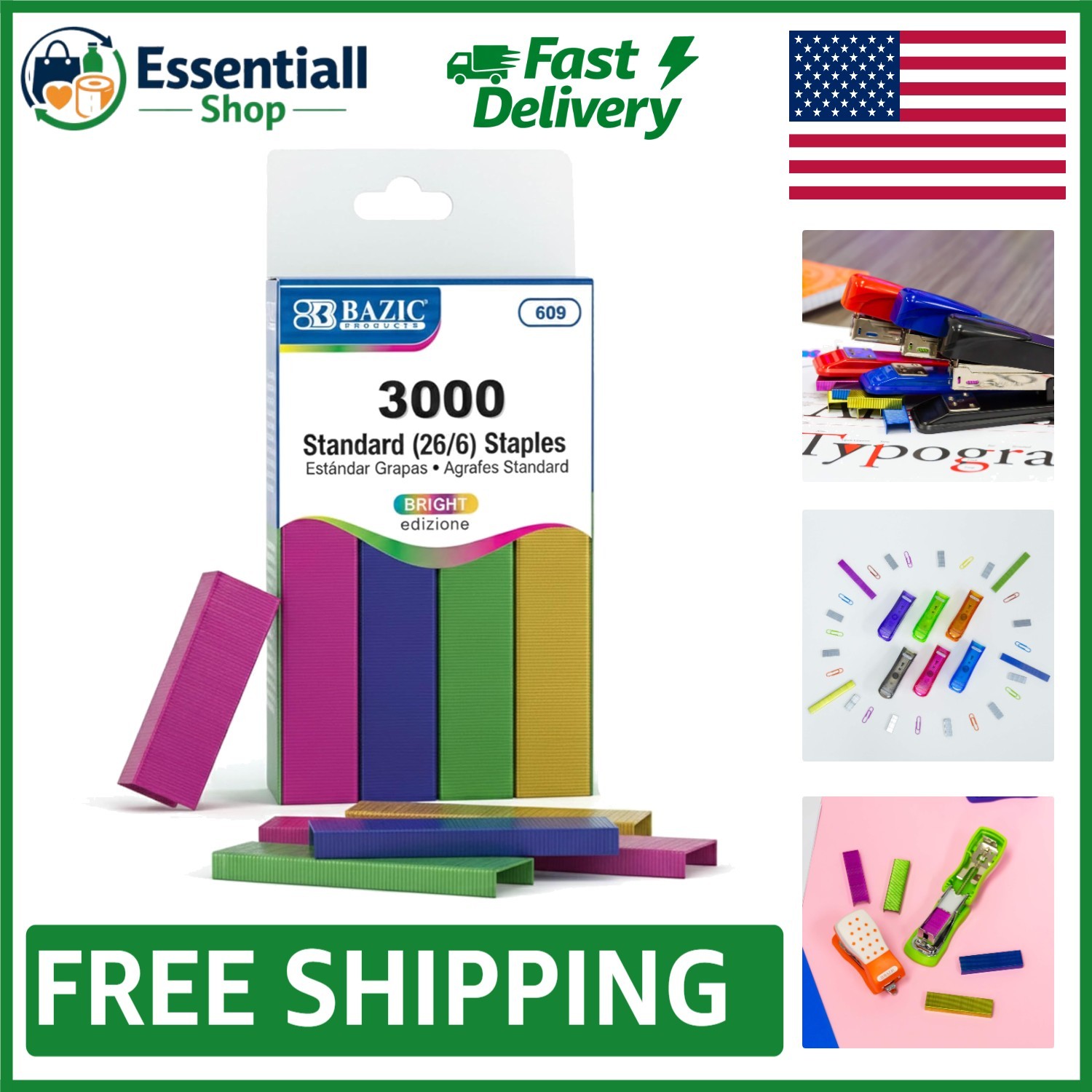 Vibrant 3000-Pack BAZIC 26/6 Staples – Chisel Point Performance for Precision