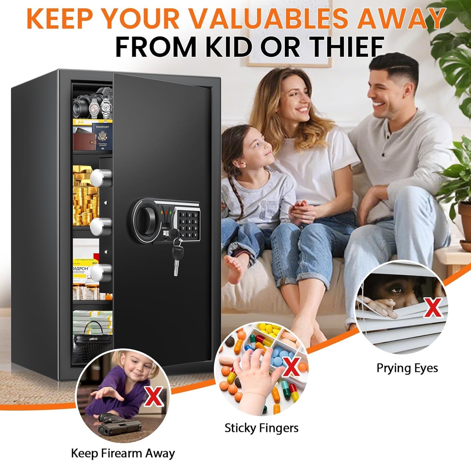 6.0 Cu Ft Large Fireproof Safe, Home Safe Water and Fireproof, Digital Security