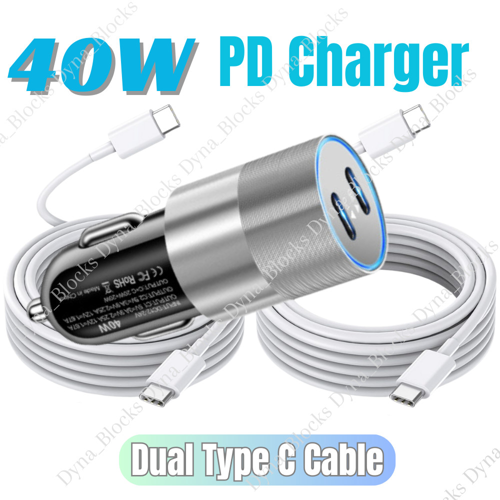 40W Fast Car Charger USB-C Type C Cable For iPhone 15 Pro Max Plus iPad Samsung
