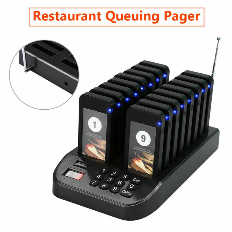 Restaurant Pager Calling Button Keypad+16 Receiver Wireless Paging Queue System