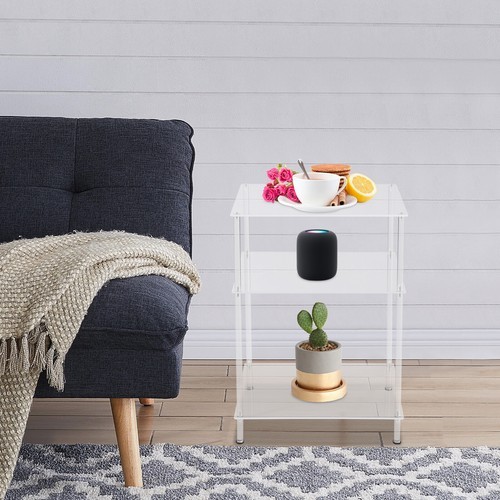 Clear Acrylic Side Table, 3 Tiers Small End Table living room Modern Nightstand