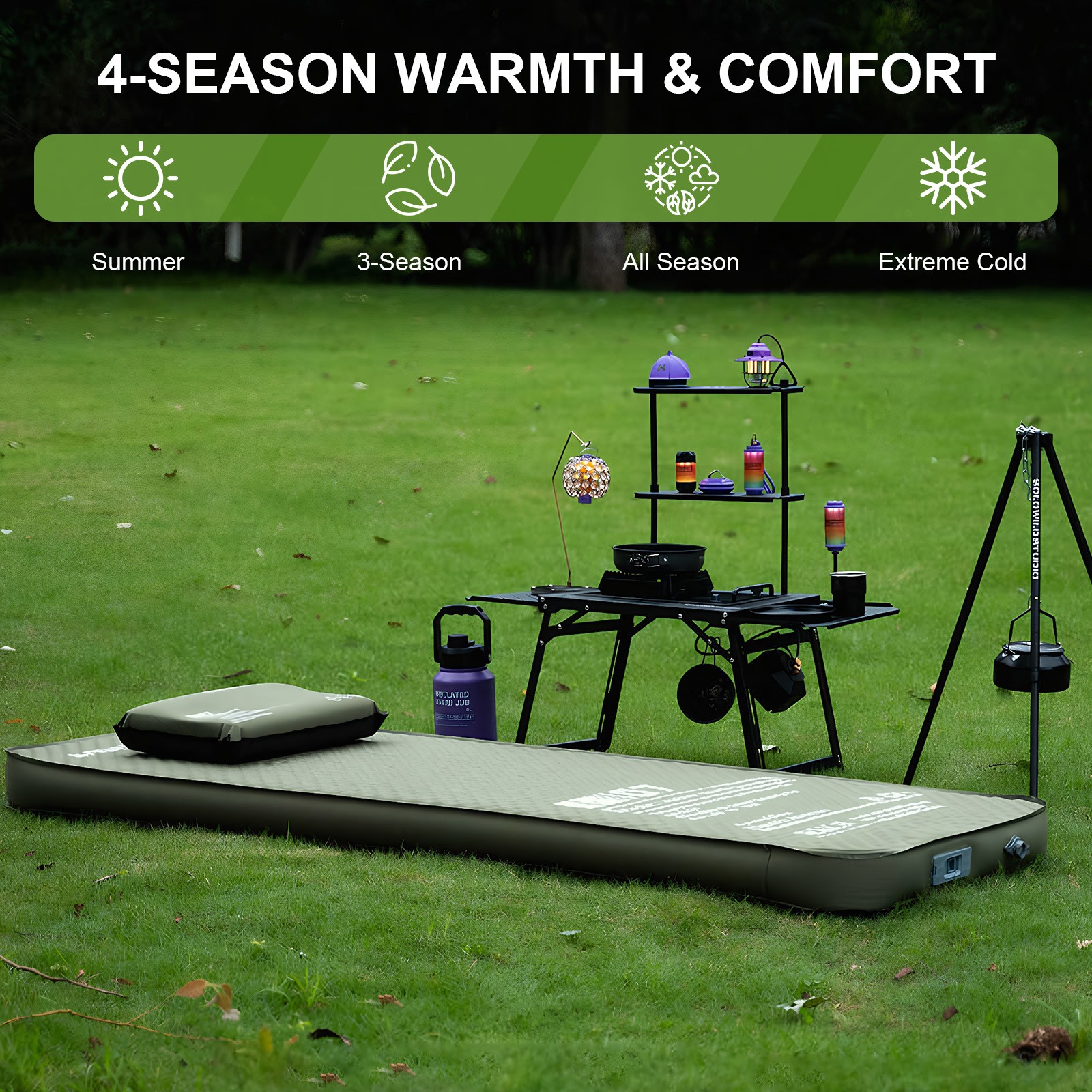 Single Portable Camping Inflatable Pad with Pump for Backpacking Car Tent