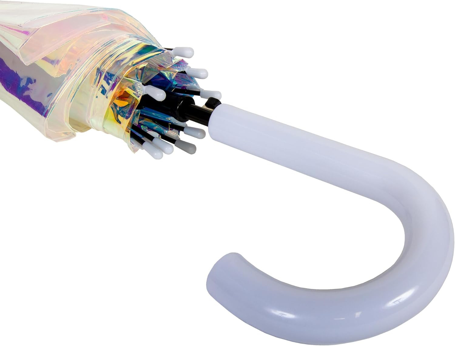 Iridescent Stick Umbrella, 50" Canopy Coverage, Crook Handle