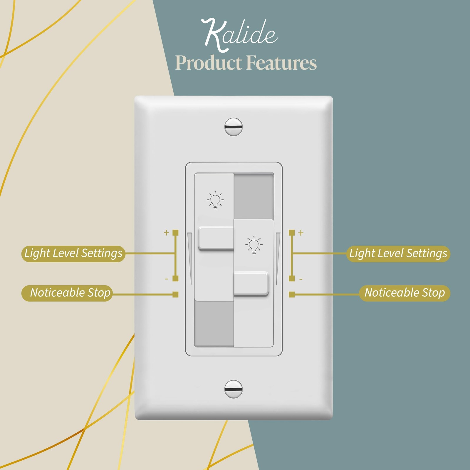 TOPGREENER Kalide Dual Load Dimmer Light Switch, Double LED Dimmer Switch, Fu...