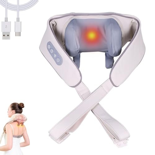 4D Wireless Deep Tissue Kneading Neck Massager with Heating Function, Shiatsu