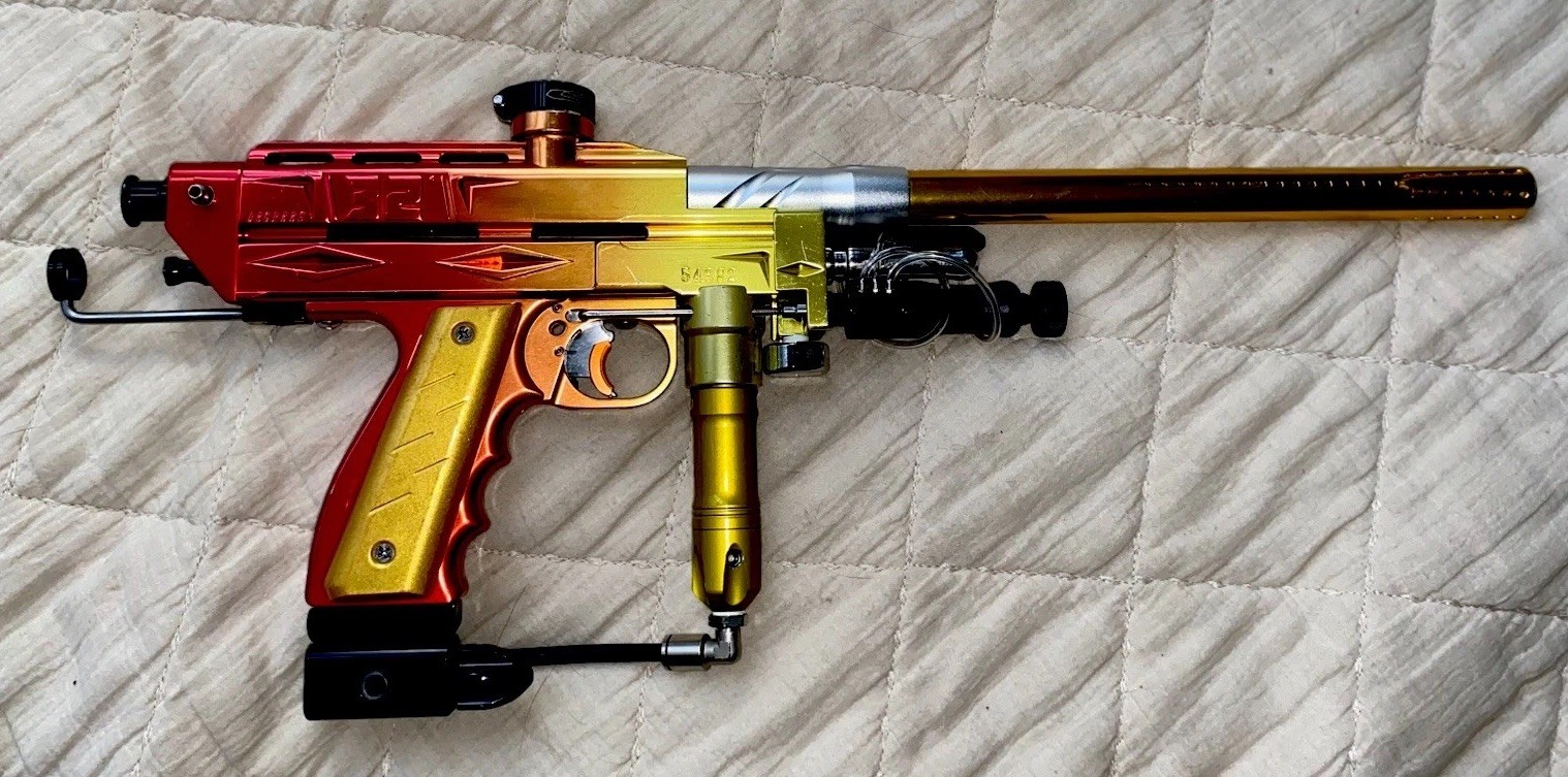 32 Degrees Mechanical Auto Cocker Paintball Gun Marker Sunset Fade￼