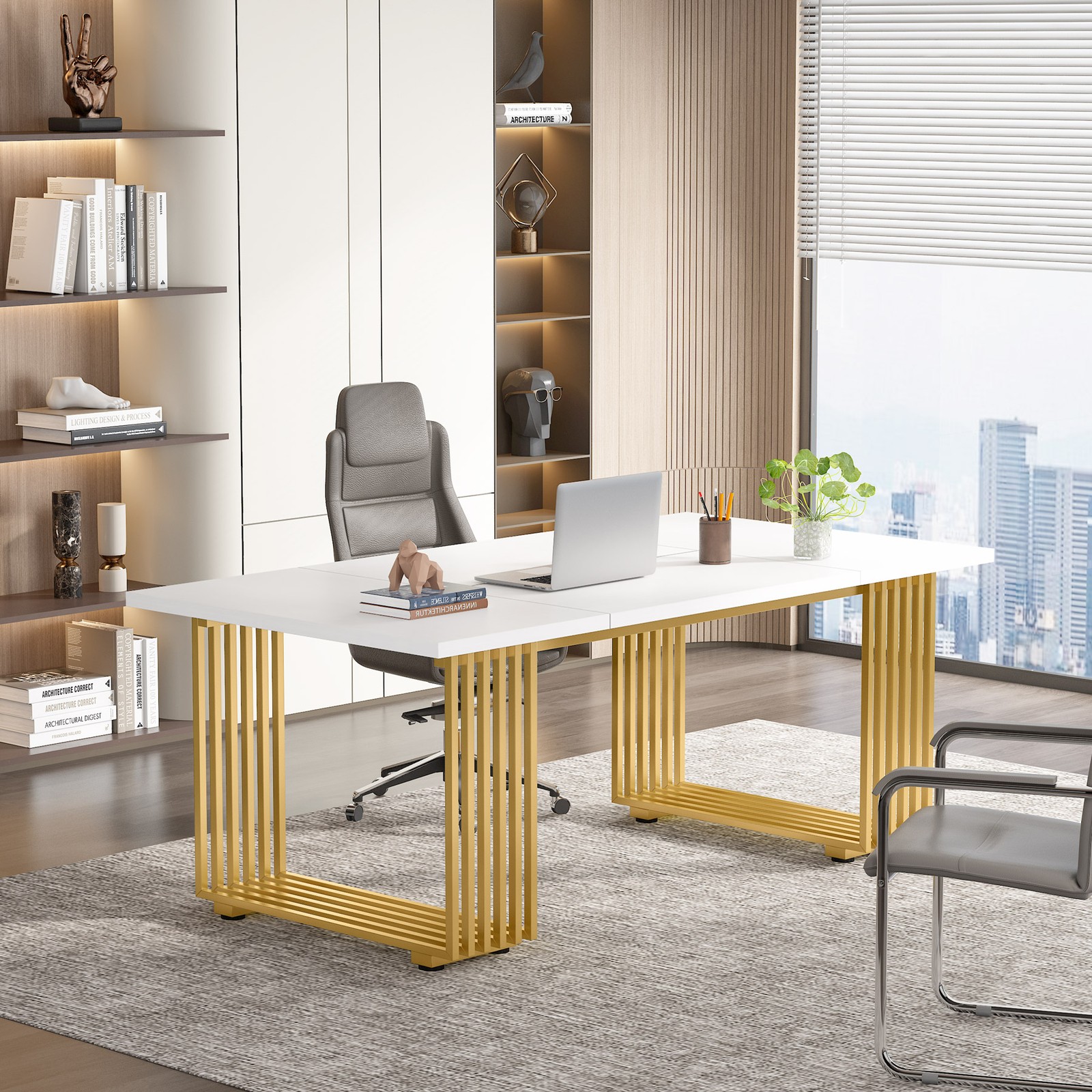 71'' Modern Executive Desk, Large Office Computer Desk Simple Workstation