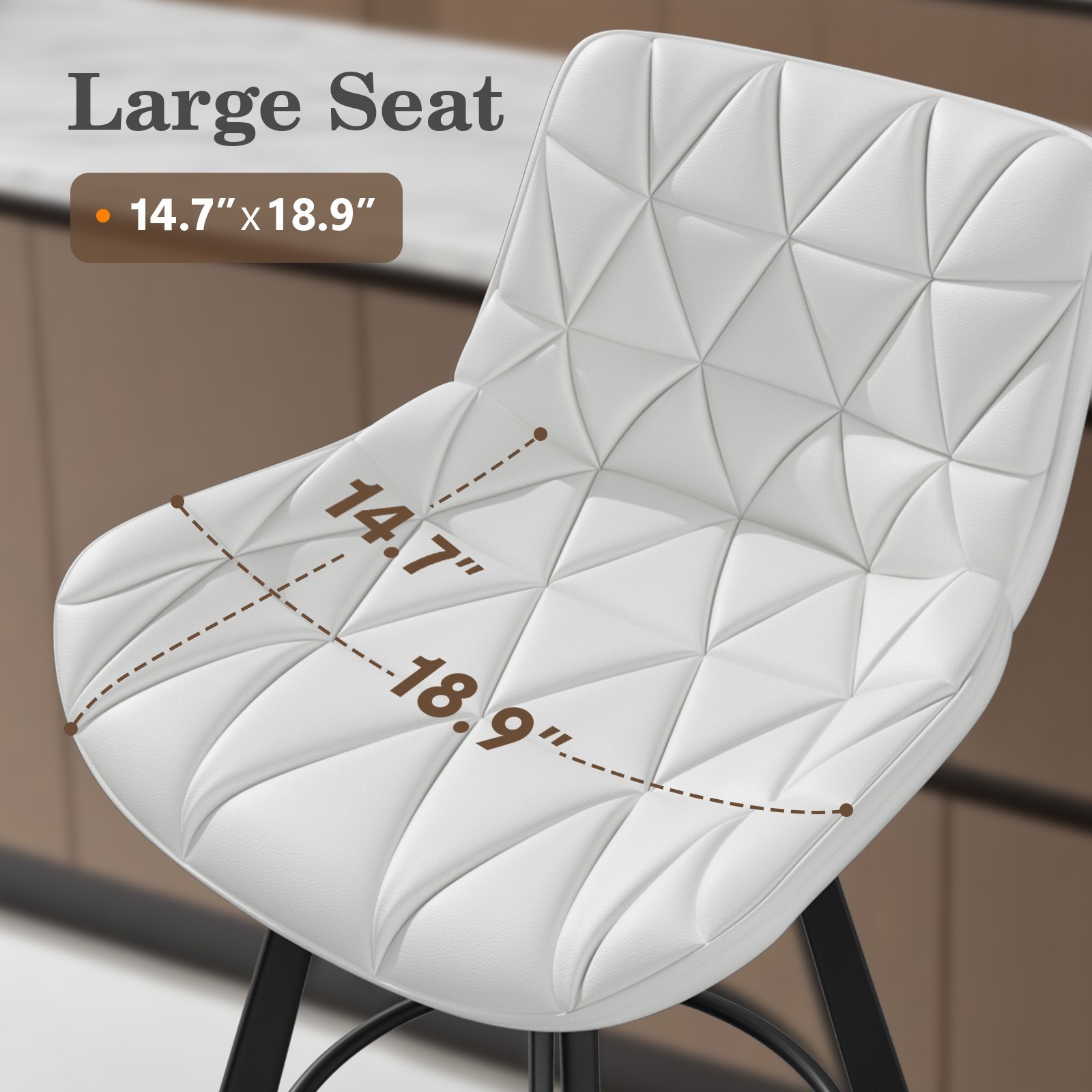 26" Counter Height Bar Stools Set of 3/6, PU Bar Chairs with Back and Footrest