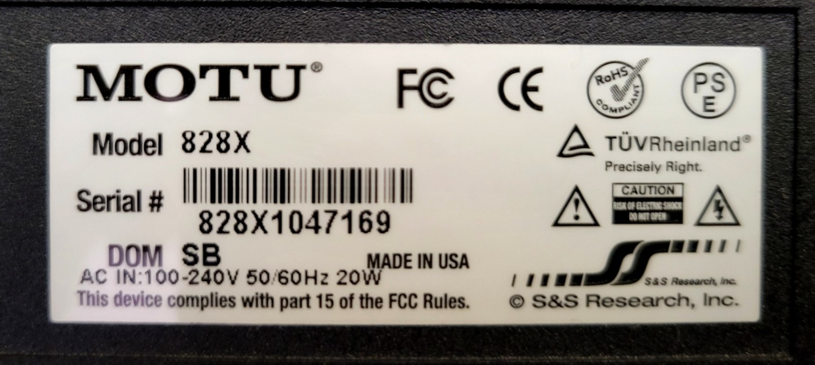 MOTU 828x EXCELLENT Thunderbolt / USB 2.0 Audio Interface