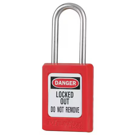 Master Lock S33red Lockout Padlock, Keyed Different, Thermoplastic, Red, 1 1/2