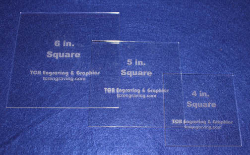 3 Piece Square Set  4", 5", 6"  1/8" Clear Acrylic - Quilting Templates- No seam