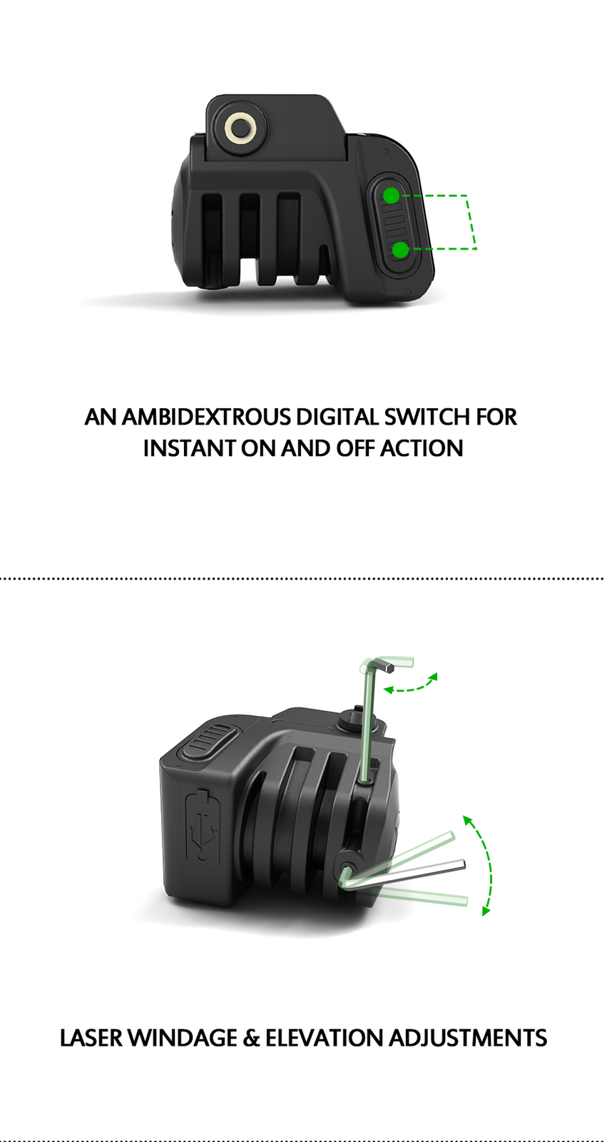 Green Rechargeable Laser Sight for Springfield Armory XD