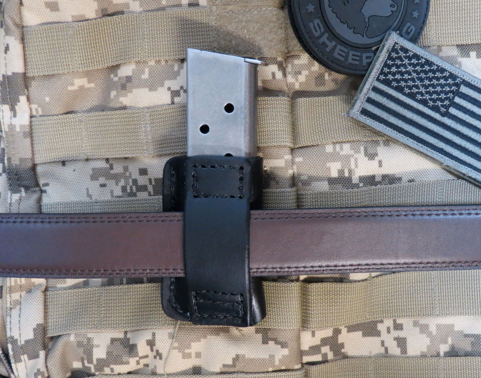 1911 Leather Magazine Holder, Gen2, for .45 Single Stack 1911 Magazines