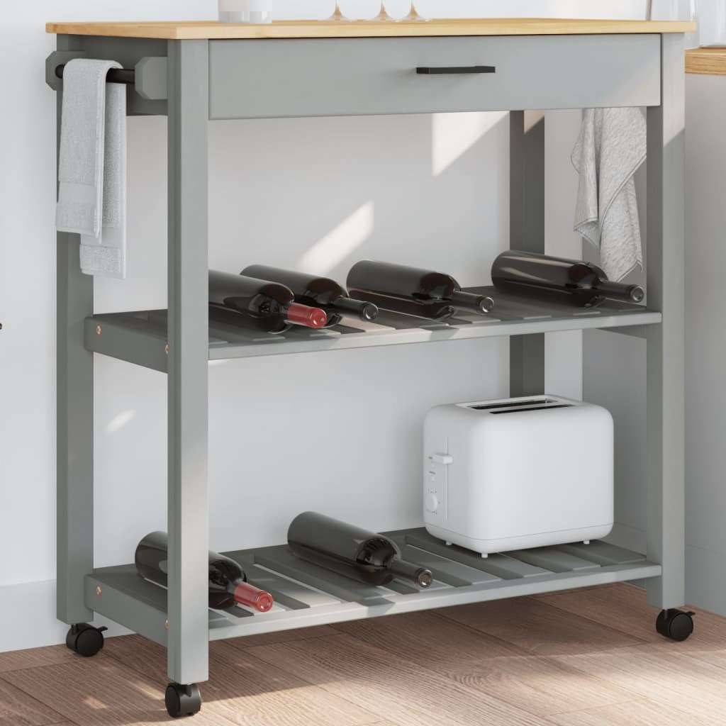 Kitchen Trolley MONZA 33.1"x15.7"x34.8" Solid Wood Pine