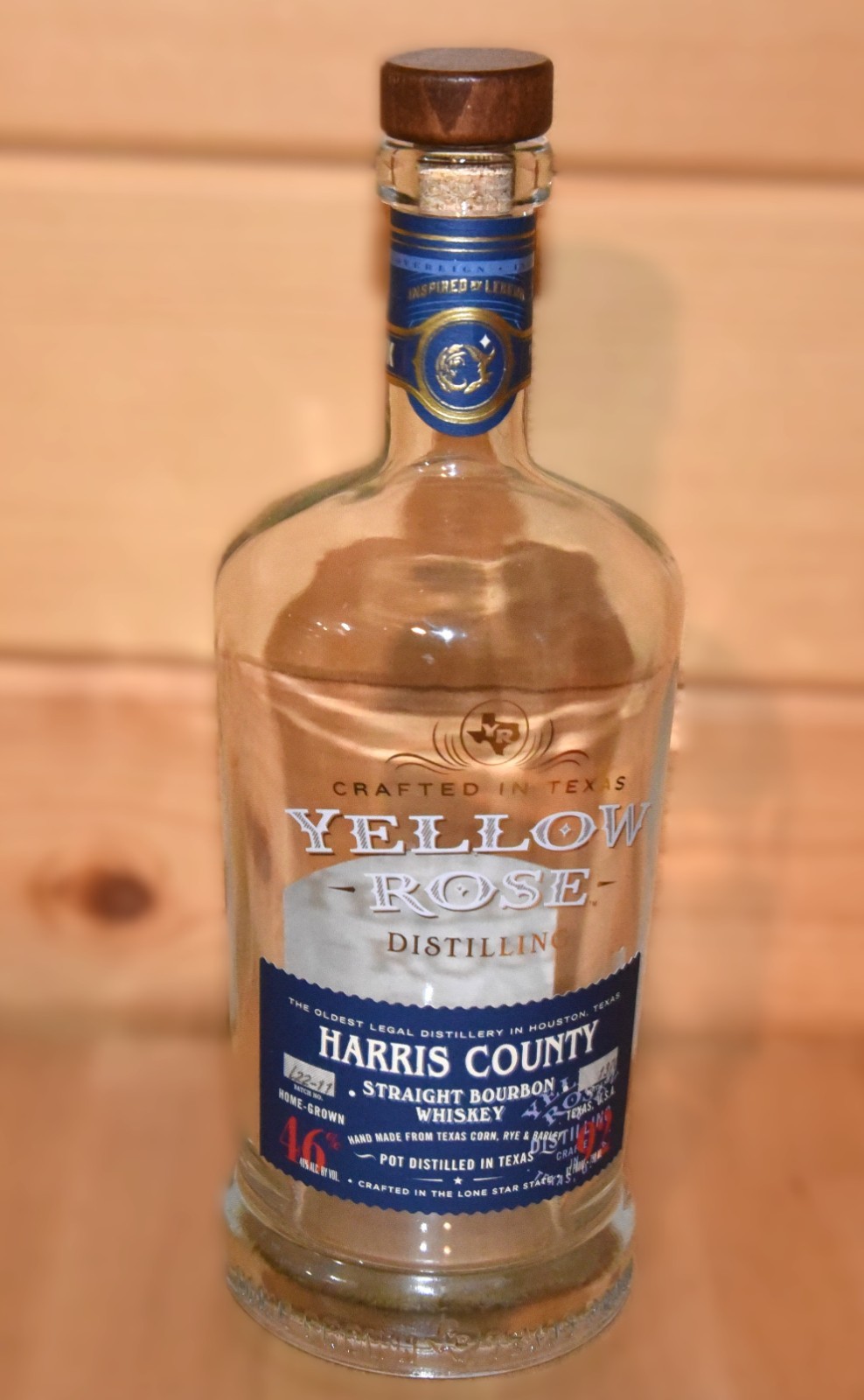Yellow Rose Harris County Bourbon Whiskey Bottle - Empty 750 ml Cork Stopper