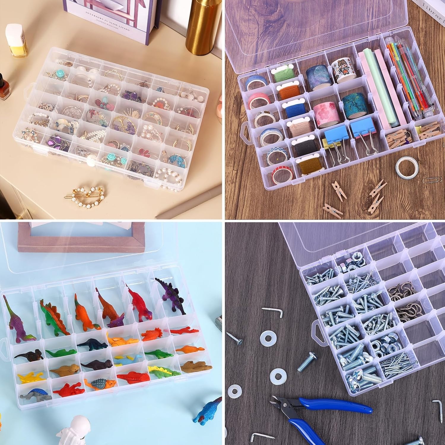 4 Pack Plastic Bead Organizer Box with Dividers