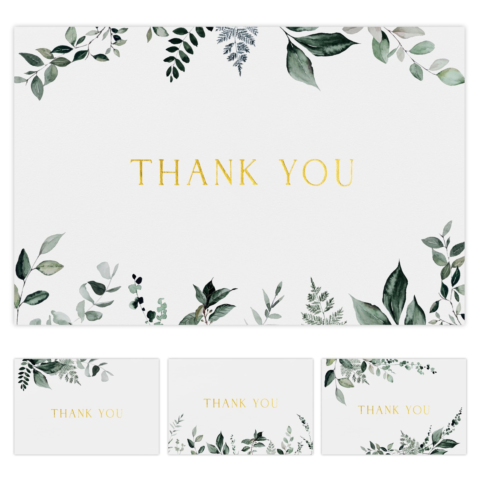 30 Pack Greenery Thank You Cards 4 x 6 Inch Elegant Blank Cards