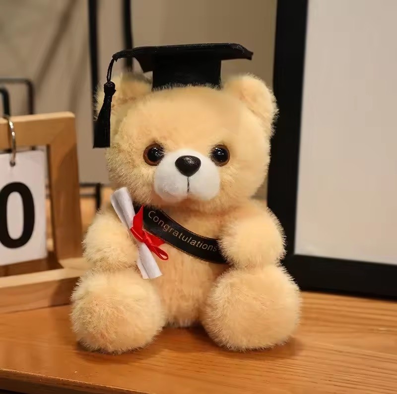 Yellow  Graduation Bear Plush Toy 6" Stuffed Animal Toddler Doll Gift for Kids
