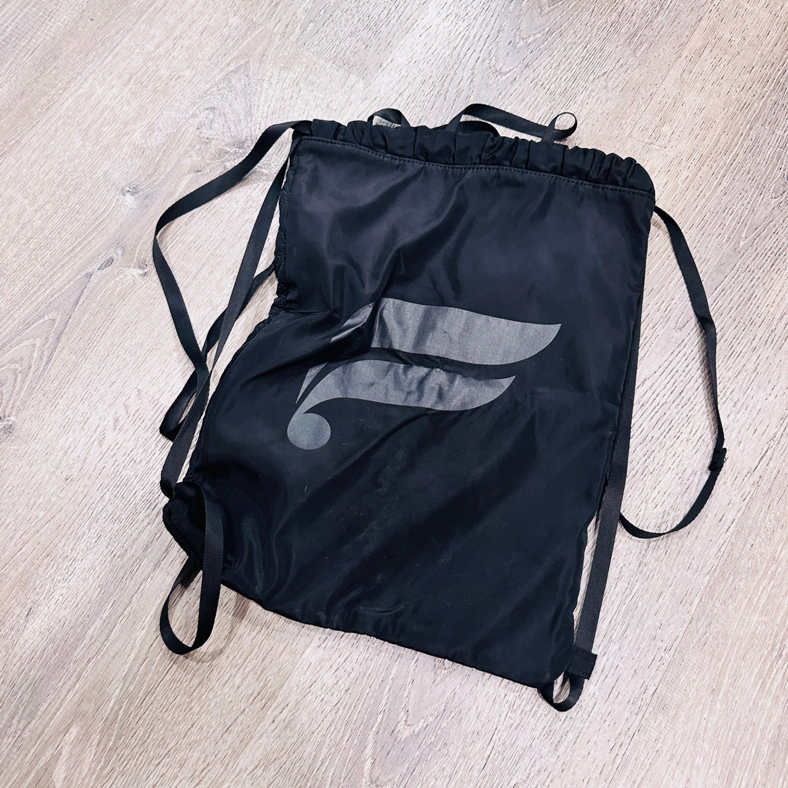 Fabletics Black Drawstring Backpack Quilted Logo Cinch Gym Bag Mens Womens