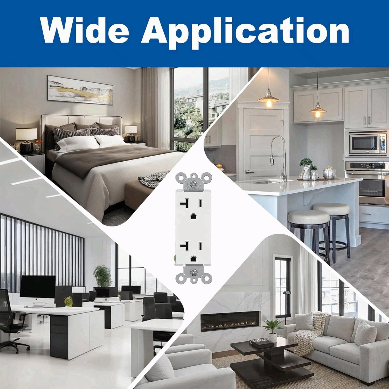 20 Amp Decorator Wall Receptacle, Decor Electrical Outlets, 20A/125V