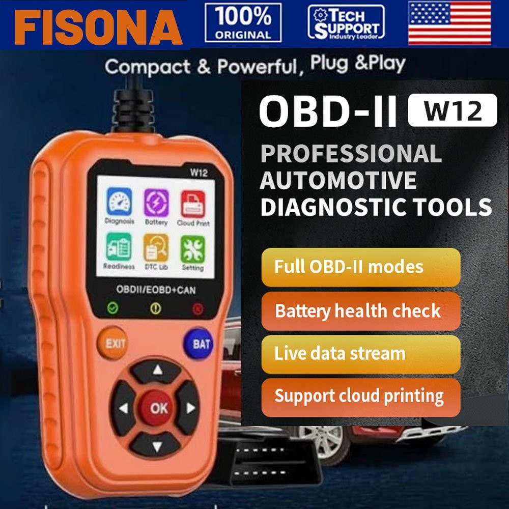 FISONA W12 OBD2 Scanner Code Reader ABS Engine Battery Check Diagnostic Tool