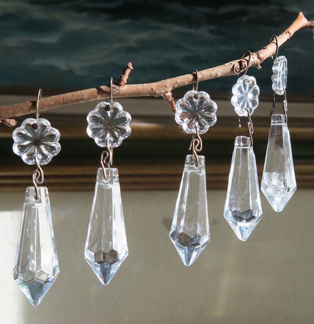 10 vintage flower U-drop beaded Italy Crystal Glass Prism Lamp Chandelier Part