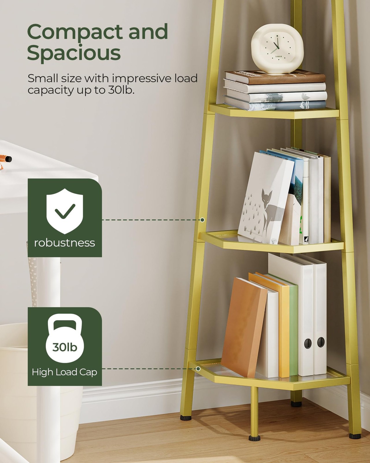 CHOEZON 5-Tier Corner Shelf, 59.6” Corner Storage Stand, Floorstanding Dis