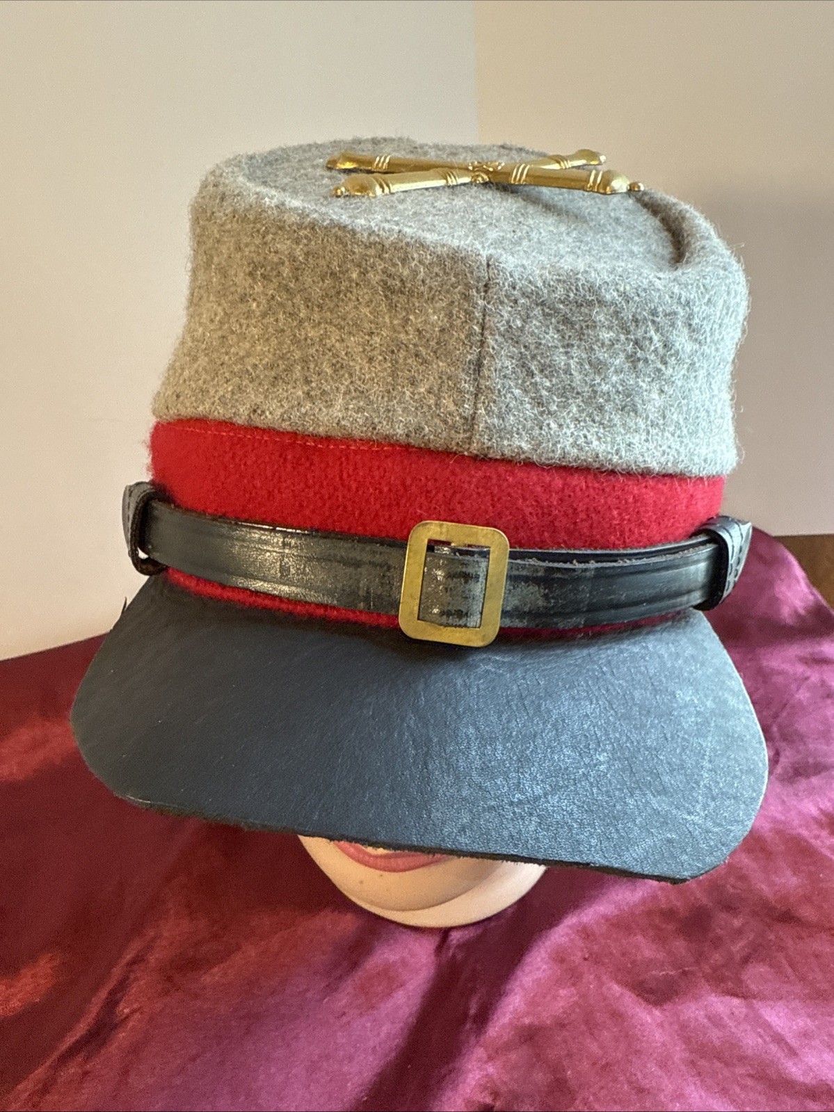 Civil War CSA Confederate Artillary Grey Wool KEPI Forage Cap -see Pics 4 Size
