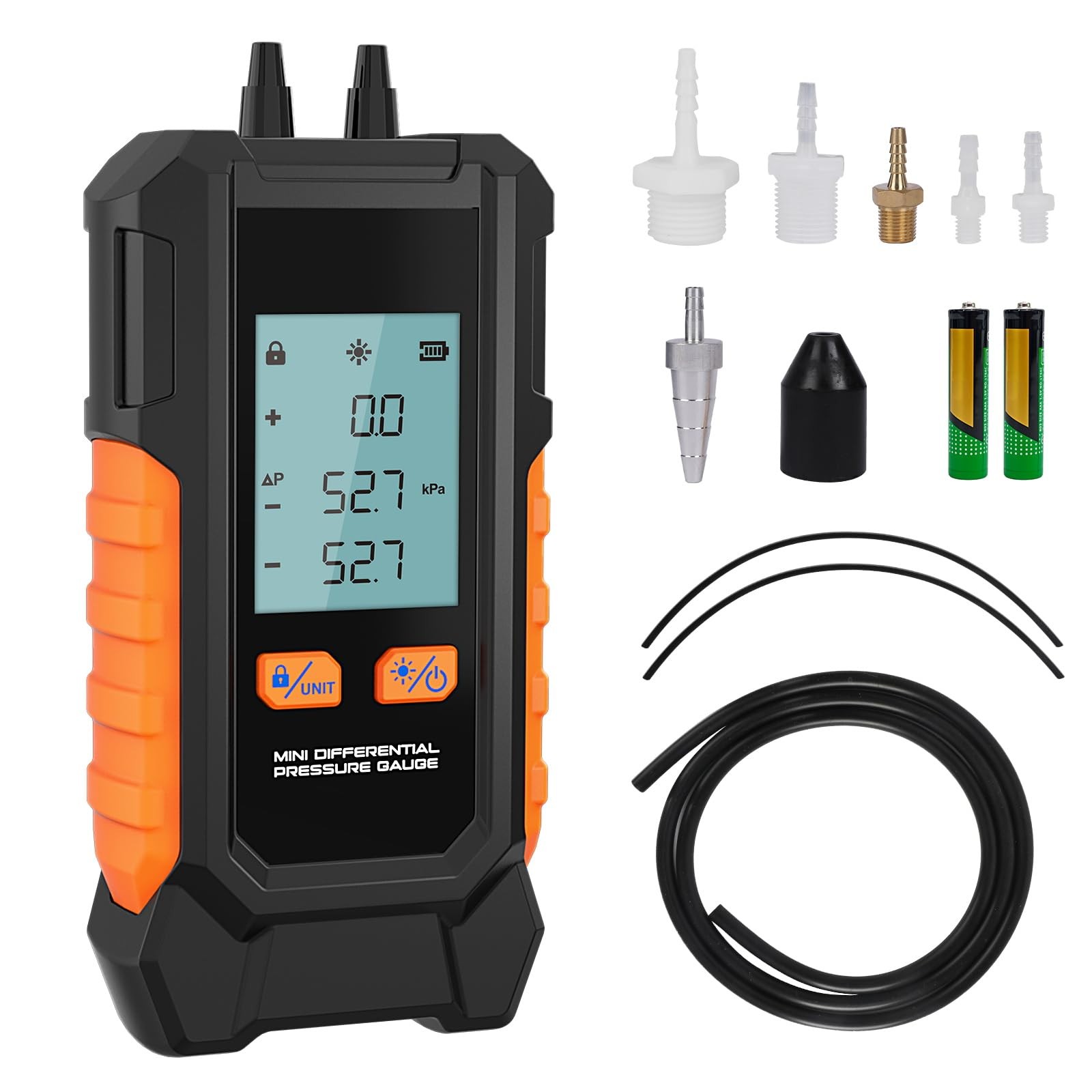 Manometer Gas Pressure Tester, Dual-Port HVAC Digital Differential Pressure...