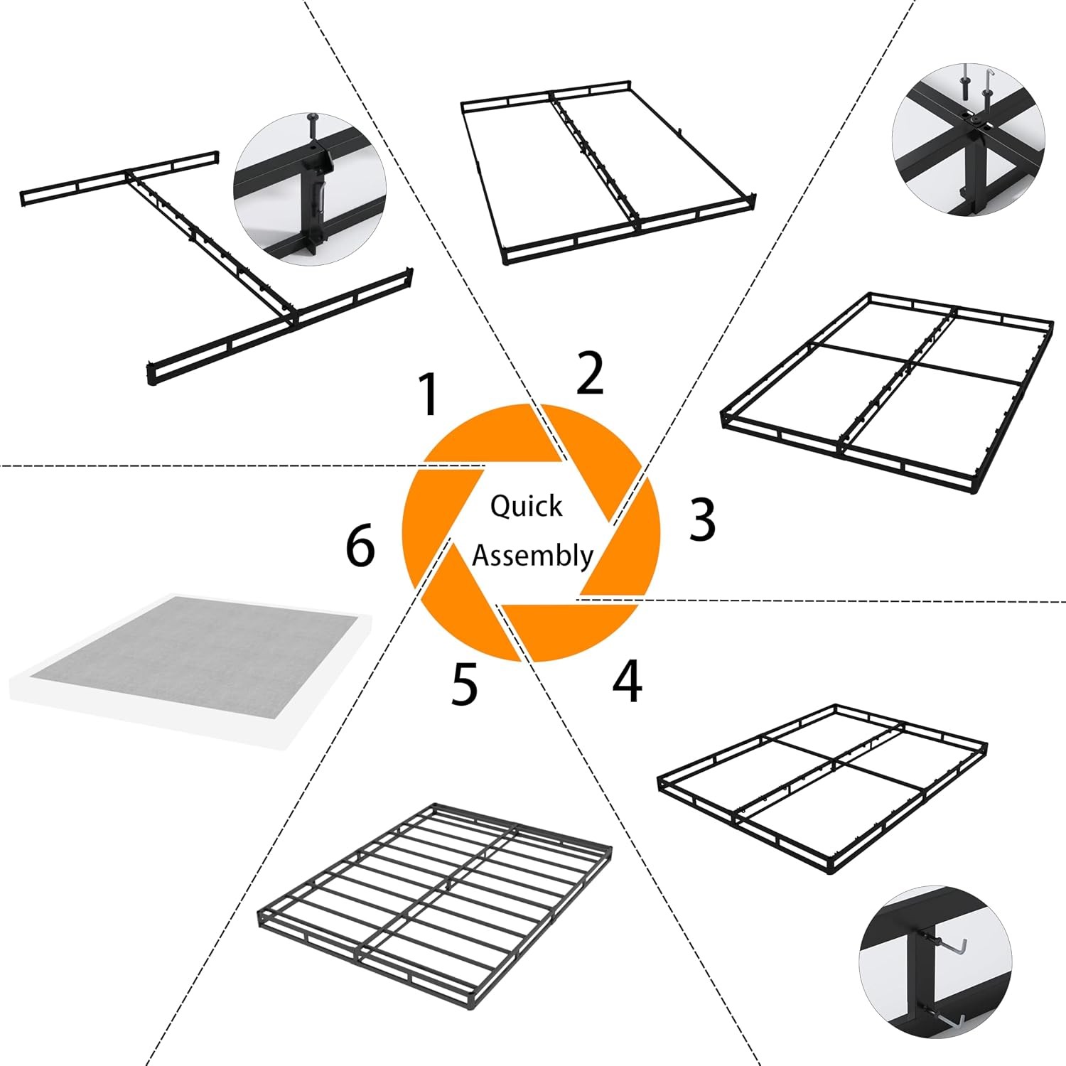 Queen 5" Box Spring 3000lbs Heavy Duty Bed Base