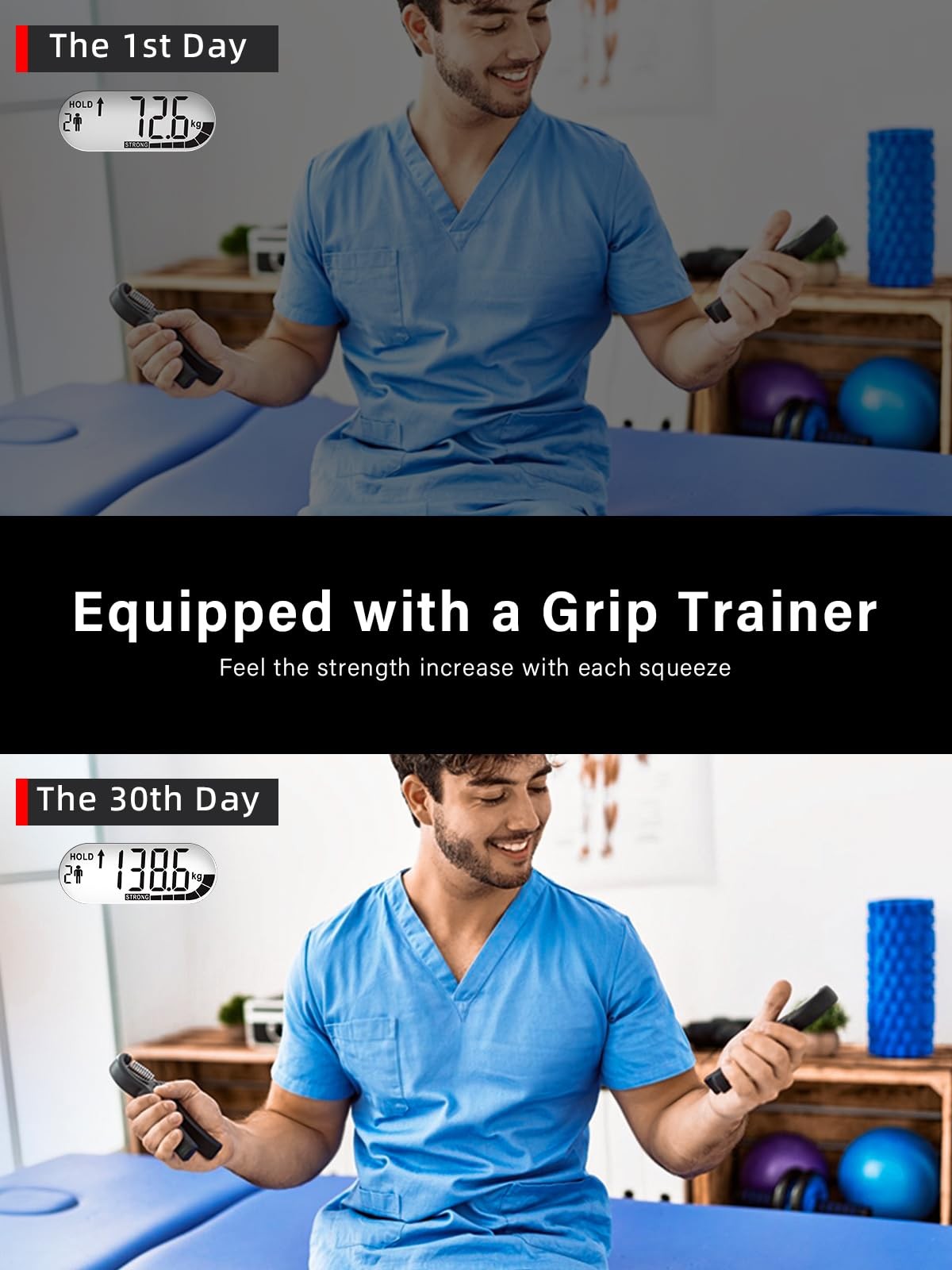 Grip Strength Tester Trainer - Electronic Hand Dynamometer of 400lbs/180kg & ...