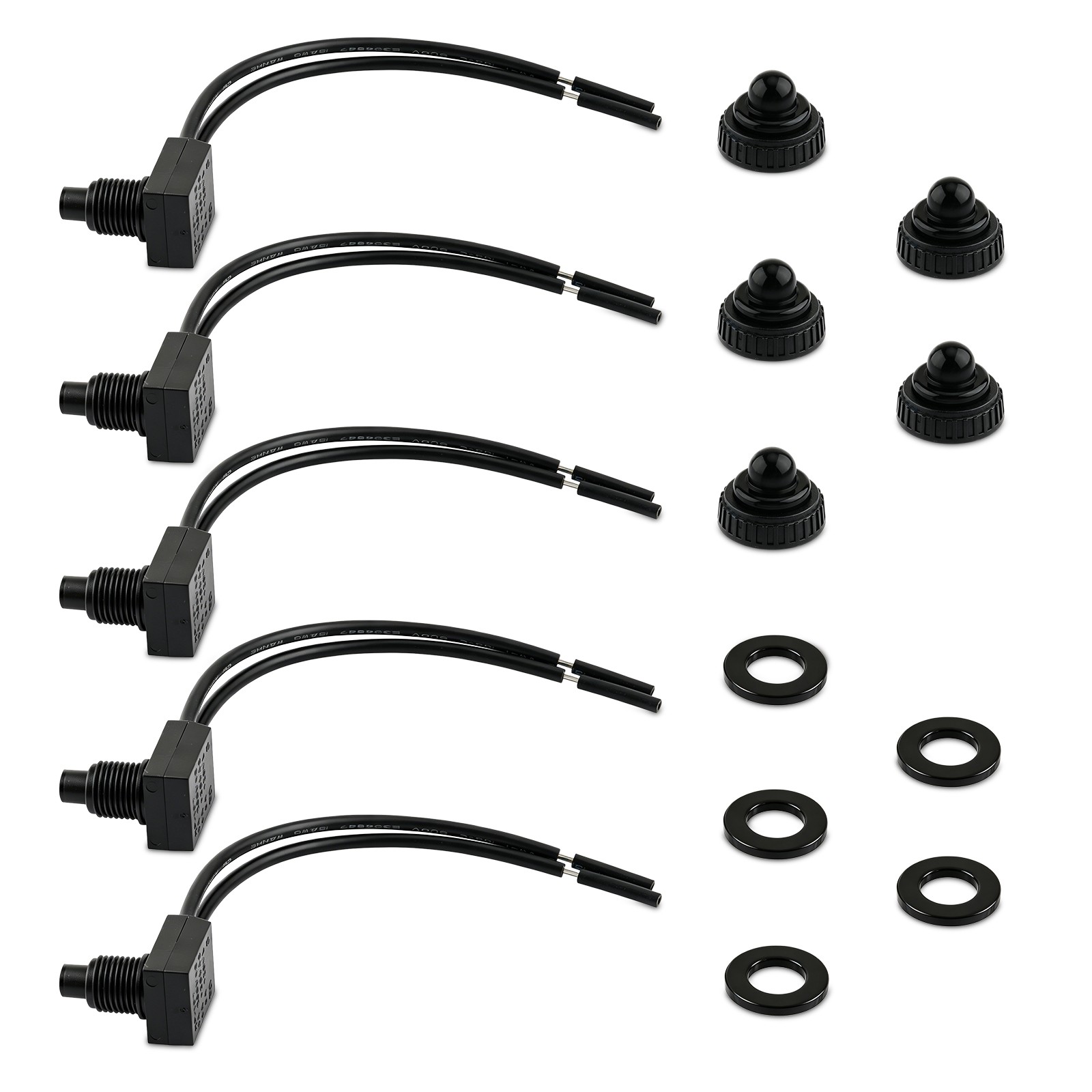 5x 12V Waterproof On-Off Push-Button Switch LED Push Button Switch w/ 4" Leads
