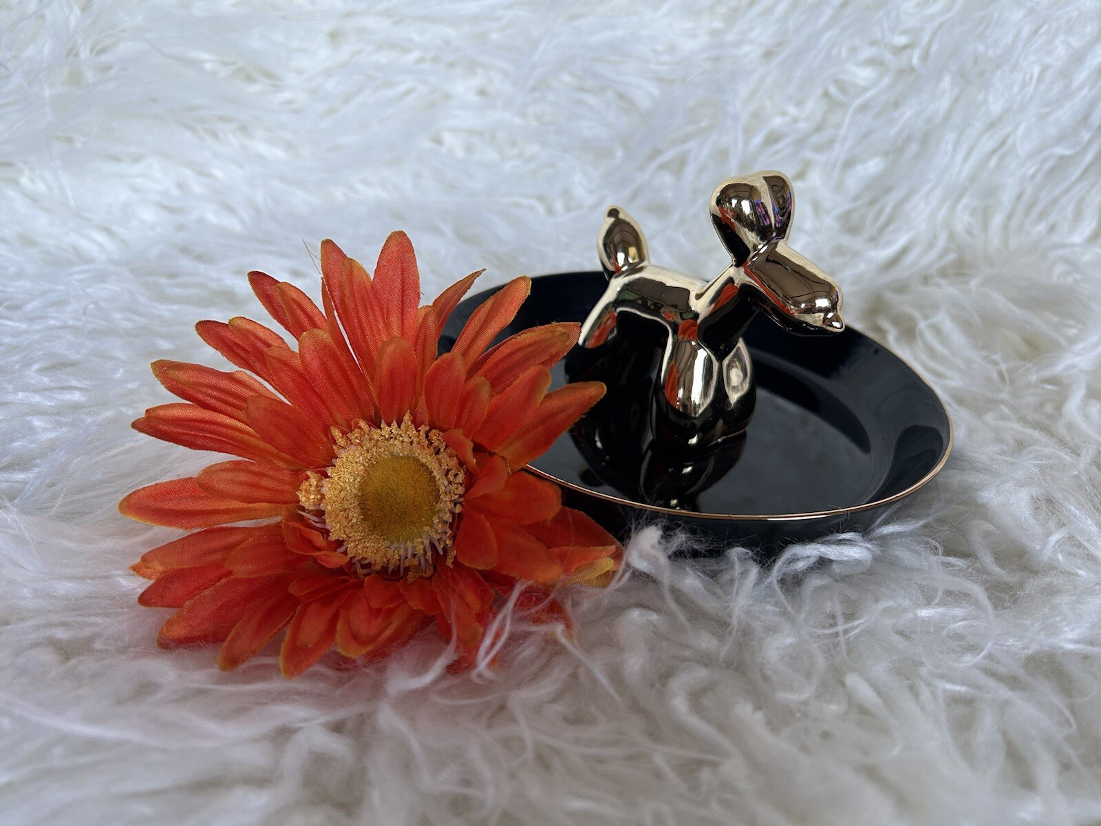 Black Gold Dog Trinket Tray